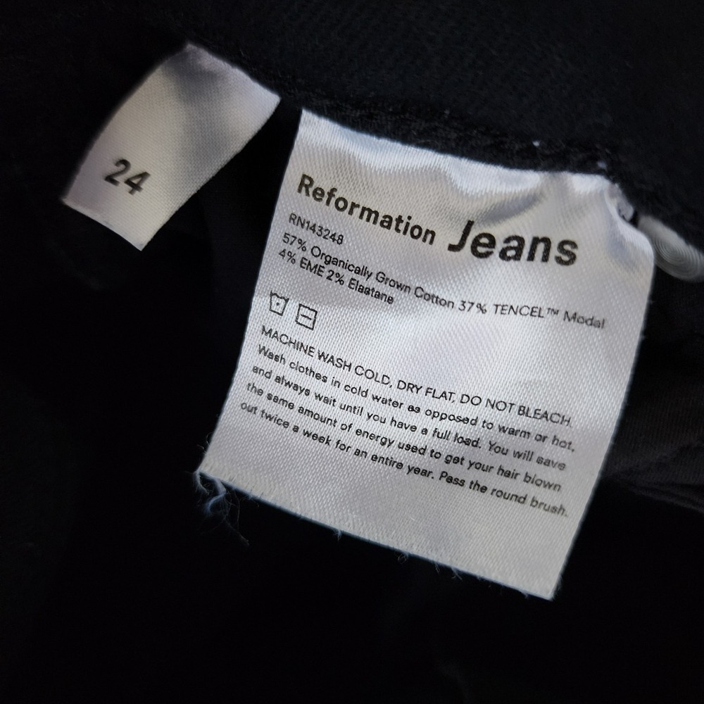 Reformation Jeans 24 Faded Black Destroyed High Rise Ankle Skinny Stretch - Picture 2 of 6